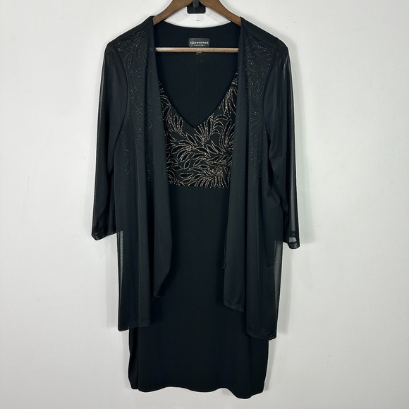 connected apparel Dresses & Skirts - Connected Apparel 14P Black Velvet Mesh Overlay Dress Whimsigoth Witchy Glam